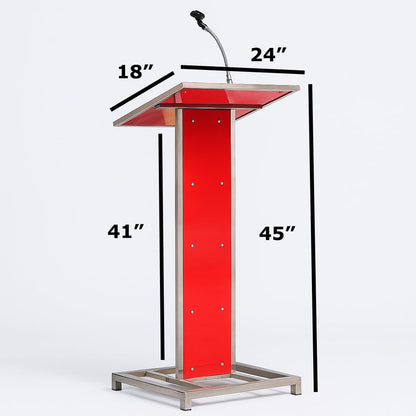 Heavy Duty Steel Podium with Mic Holder For Church | School | Seminar | SPEECHES (Black,Red,White) Office by OEM 2yrs warranty