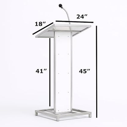 Heavy Duty Steel Podium with Mic Holder For Church | School | Seminar | SPEECHES (Black,Red,White) Office by OEM 2yrs warranty