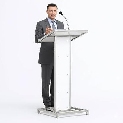 Heavy Duty Steel Podium with Mic Holder For Church | School | Seminar | SPEECHES (Black,Red,White) Office by OEM 2yrs warranty