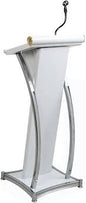 Heavy Duty White Wooden Steel Podium Stand with Mic Floor Standing Steel Podium Stand, Conference Restaurant Pulpit Podium