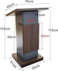 Rose/Teak Wooden Podium with free Mic with storage shelf for Office