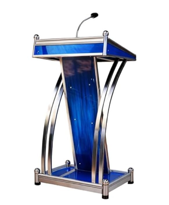 HeavyDuty Double Steel White wooden Conference Podium with Mic holder for Office, Church & School,colleges, and universities and public events by OEM