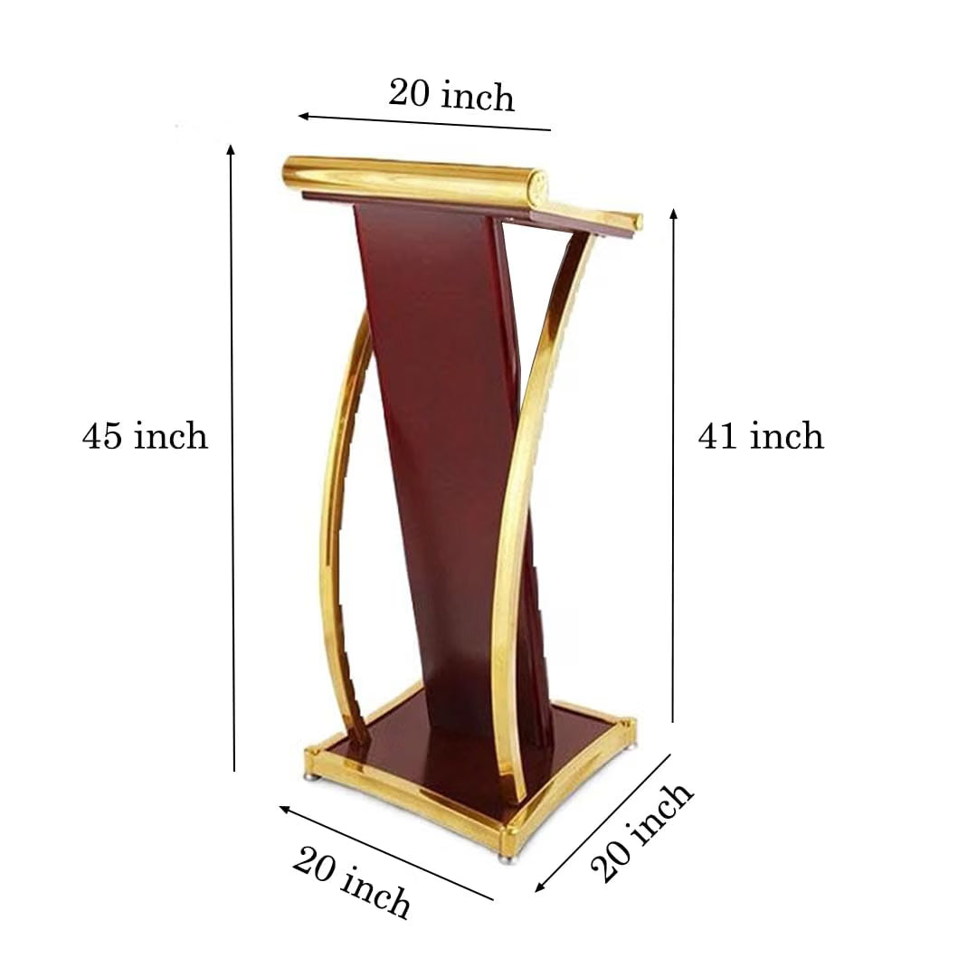 Heavy-Duty Golden Wooden Podium with Mic Holder/Lectern Stand for Teacher conferences, seminars, schools, colleges, and universities and public events /Church