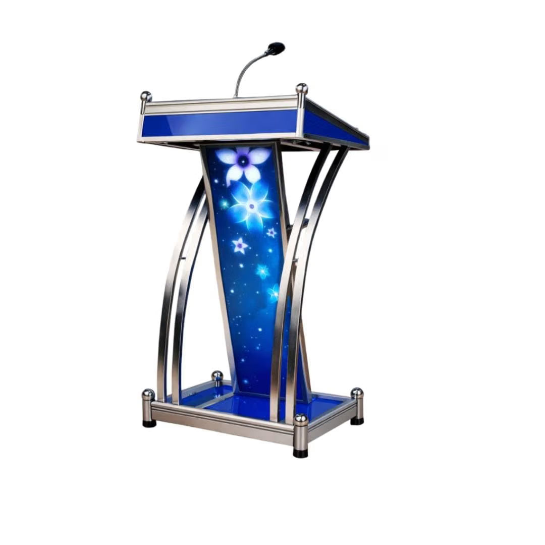 HeavyDuty Double Steel White wooden Conference Podium with Mic holder for Office, Church & School,colleges, and universities and public events by OEM