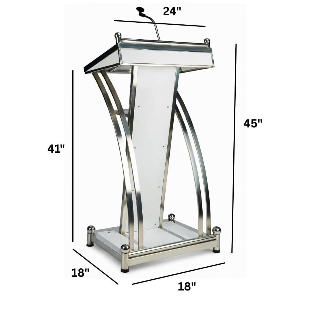 HeavyDuty Double Steel White wooden Conference Podium with Mic holder for Office, Church & School,colleges, and universities and public events by OEM