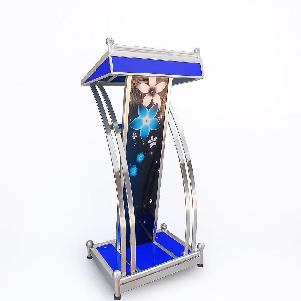 HeavyDuty Double Steel White wooden Conference Podium with Mic holder for Office, Church & School,colleges, and universities and public events by OEM