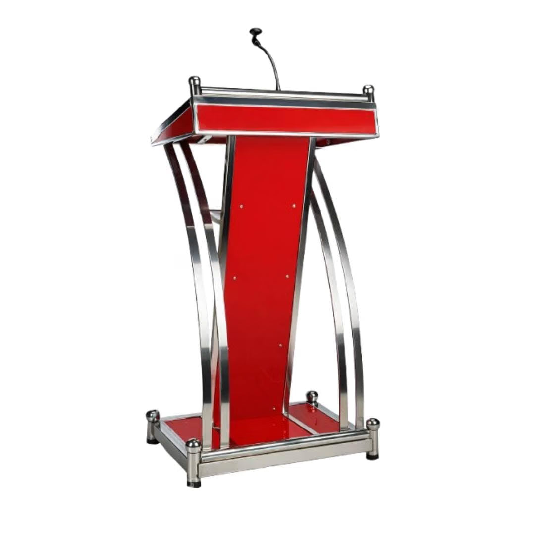 HeavyDuty Double Steel White wooden Conference Podium with Mic holder for Office, Church & School,colleges, and universities and public events by OEM