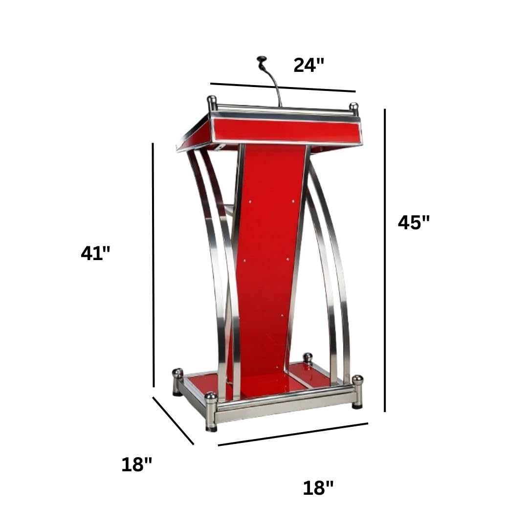 HeavyDuty Double Steel White wooden Conference Podium with Mic holder for Office, Church & School,colleges, and universities and public events by OEM