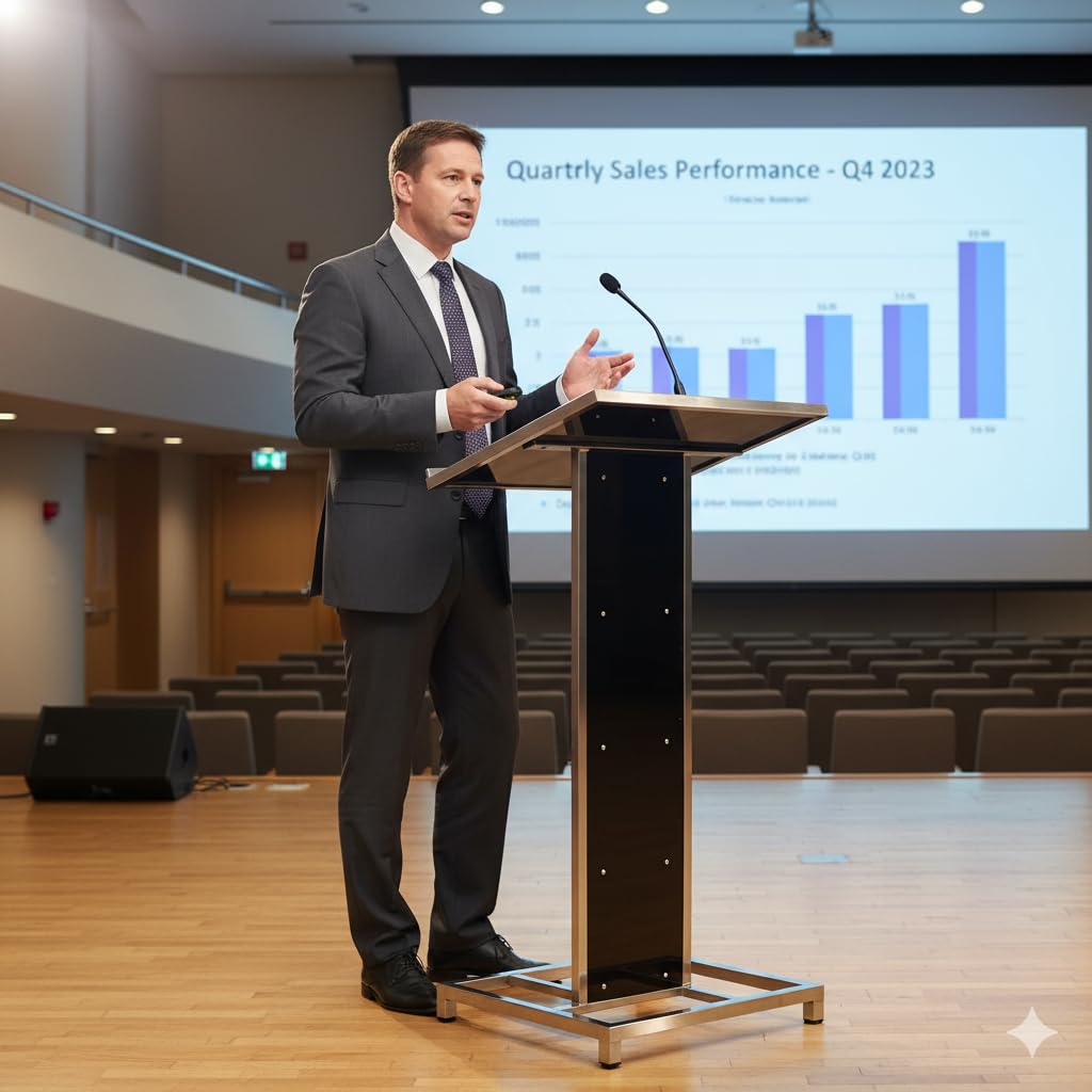 Heavy Duty Steel Podium with Mic Holder For Church | School | Seminar | SPEECHES