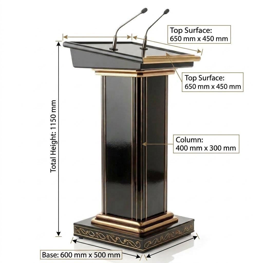 Antique Wooden Podium Stand for lecture with Mic & hidden storage, Sturdy Base, Mobile Pulpit for Schools, Meetings & Training by OEM with 2yrs warranty