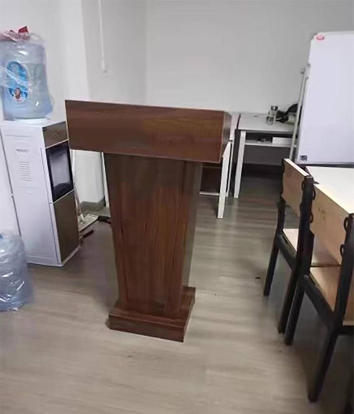 Teak Wooden Podium Stand with Mic holder for Lectern Presentation Wedding Speech, Farmhouse Pulpit for Church Classroom