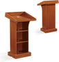 Rose/Teak Wooden Podium with free Mic with storage shelf for Office
