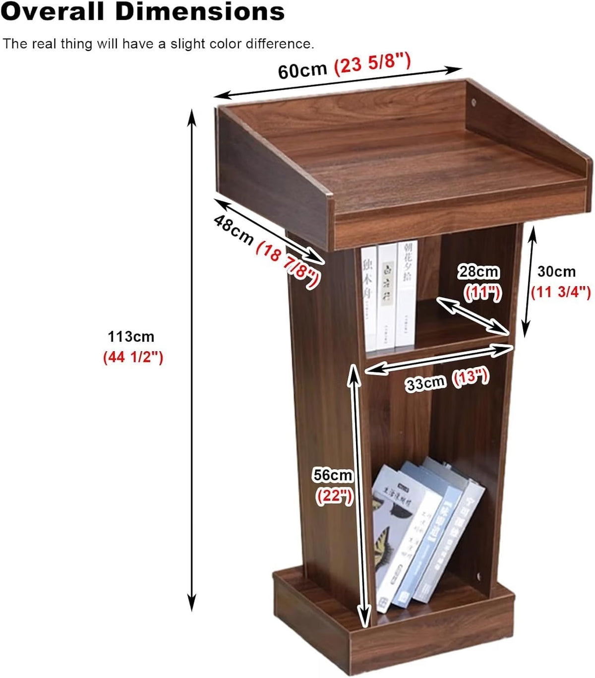 Teak Wooden Podium Stand with Mic holder for Lectern Presentation Wedding Speech, Farmhouse Pulpit for Church Classroom