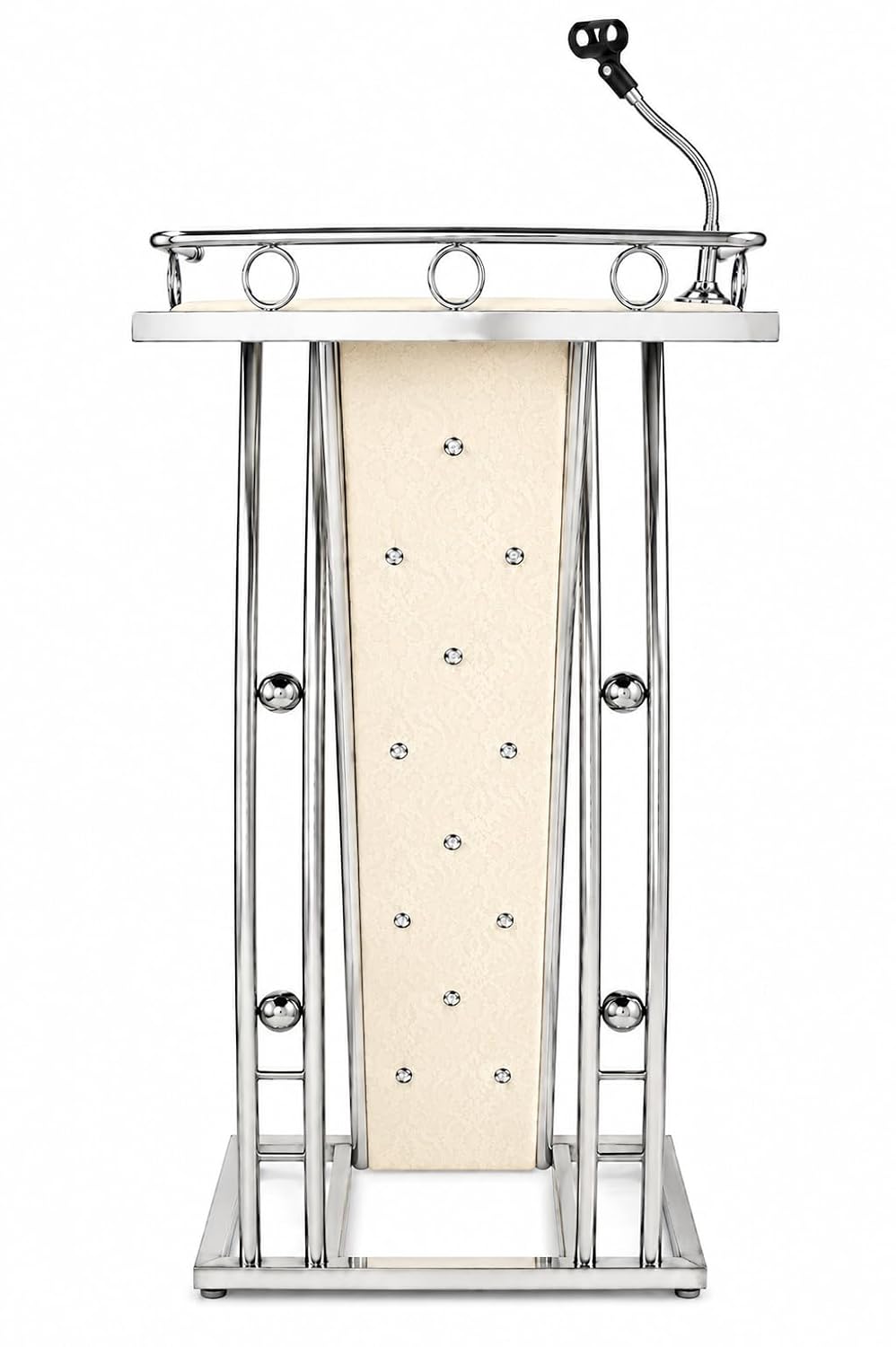 CCNOS Premium Stainless Steel Podium Stand with Flexible Microphone Holder | Modern Lecture & Church Lectern | Rust Resistant | Heavy Duty | Ideal for Church, School, Office & Conference Hall