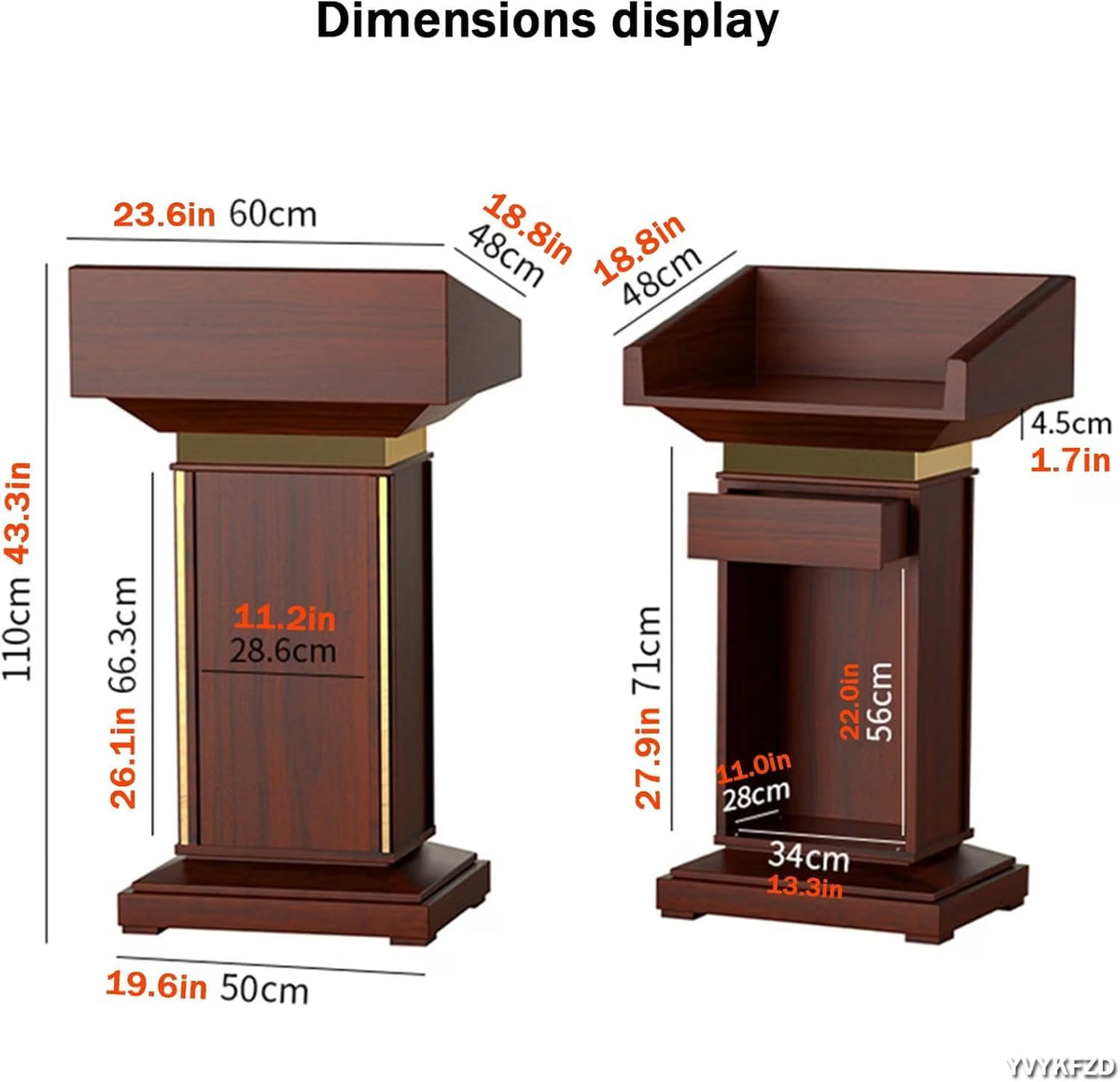 Heavy-Duty Antique Wooden Podium (Teak) with free Mic for conferences, seminars, schools, colleges, and universities and public events Office