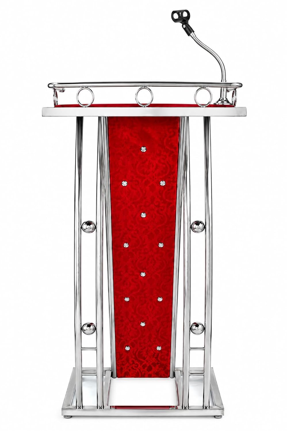 CCNOS Premium Stainless Steel Podium Stand with Flexible Microphone Holder | Modern Lecture & Church Lectern | Rust Resistant | Heavy Duty | Ideal for Church, School, Office & Conference Hall