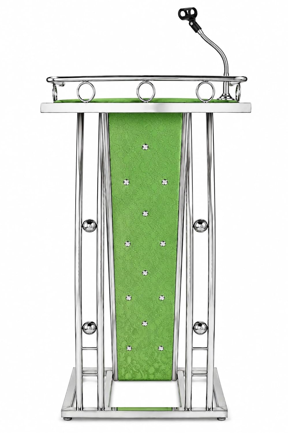 CCNOS Premium Stainless Steel Podium Stand with Flexible Microphone Holder | Modern Lecture & Church Lectern | Rust Resistant | Heavy Duty | Ideal for Church, School, Office & Conference Hall