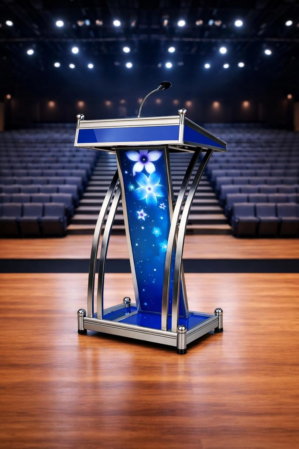 HeavyDuty Double Steel White wooden Conference Podium with Mic holder for Office, Church & School,colleges, and universities and public events by OEM