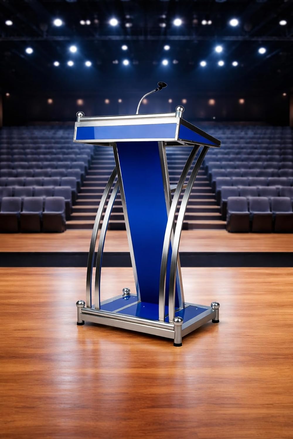 HeavyDuty Double Steel White wooden Conference Podium with Mic holder for Office, Church & School,colleges, and universities and public events by OEM