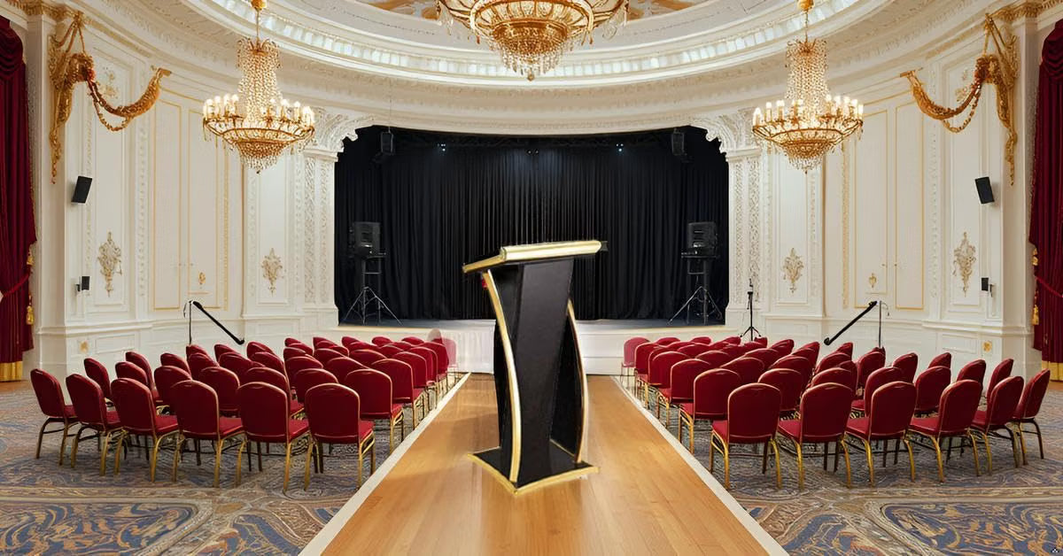 Golden Black Heavy-Duty with Mic Edition /Podium Lectern Stand usefull for conferences, seminars, schools, colleges, and universities and public events,Office