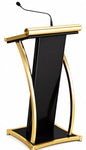 Golden Black Heavy-Duty with Mic Edition /Podium Lectern Stand usefull for conferences, seminars, schools, colleges, and universities and public events,Office