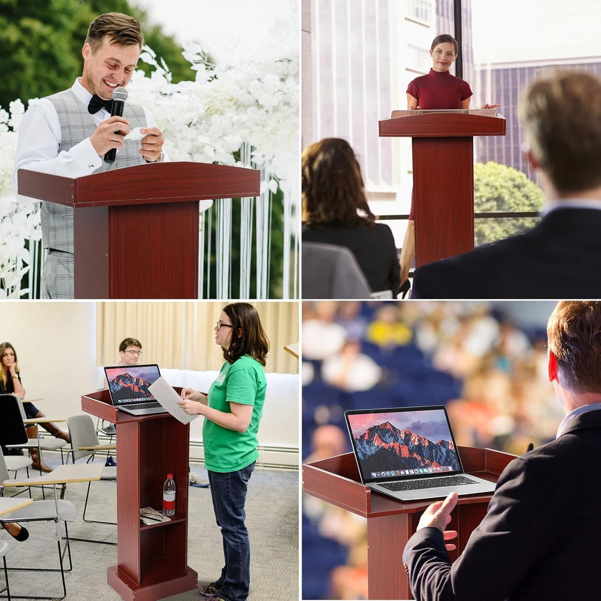 Teak Wood Podium Stand for Lectern Presentation Church Classroom, Podium for Lecture, Wedding Speech