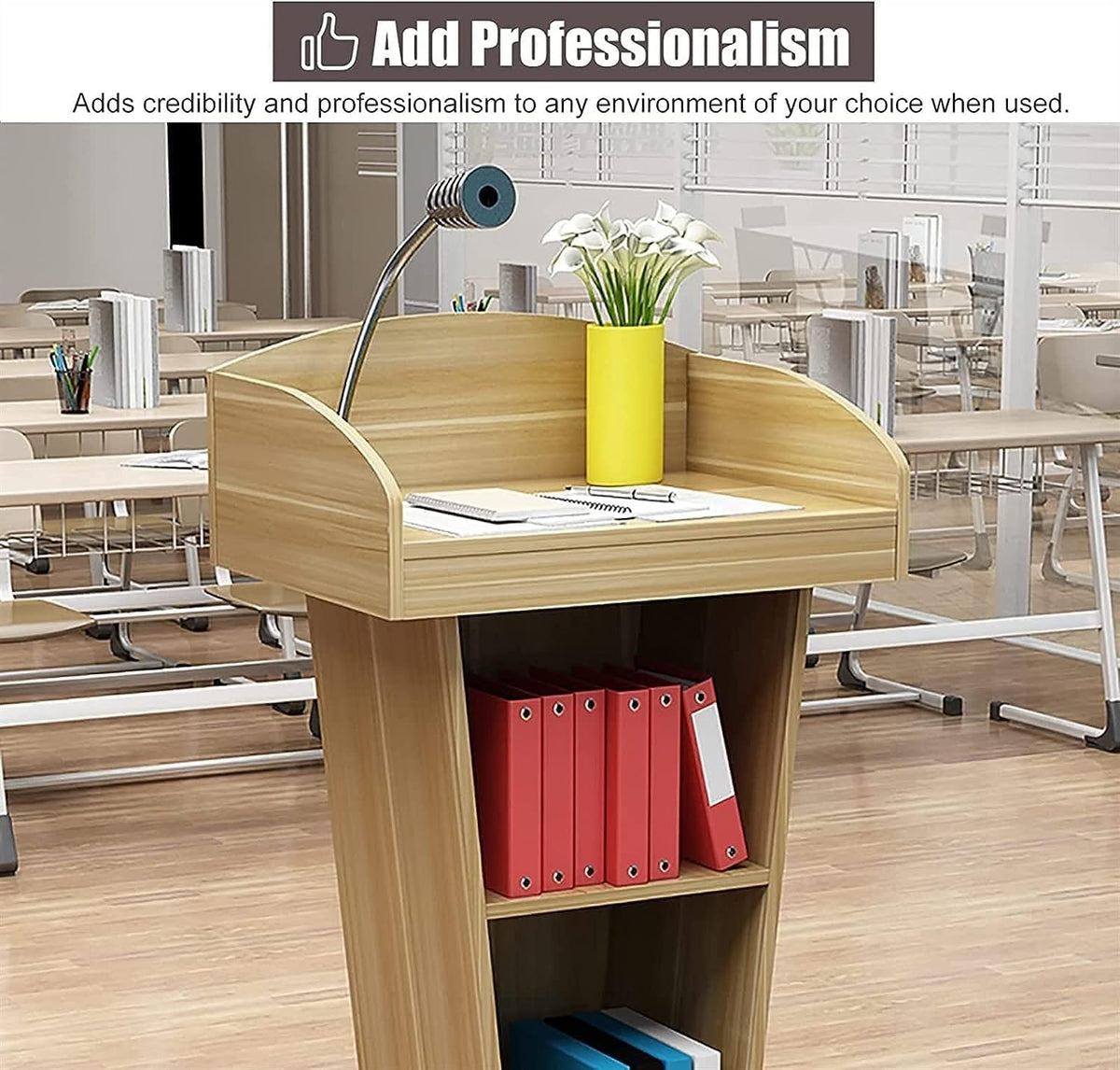 Teak/Rose Wooden Podium Stand with Mic for Lectern Presentation Wedding Speech,Church,Pulpit for office, Classroom by OEM with 5yrs warranty