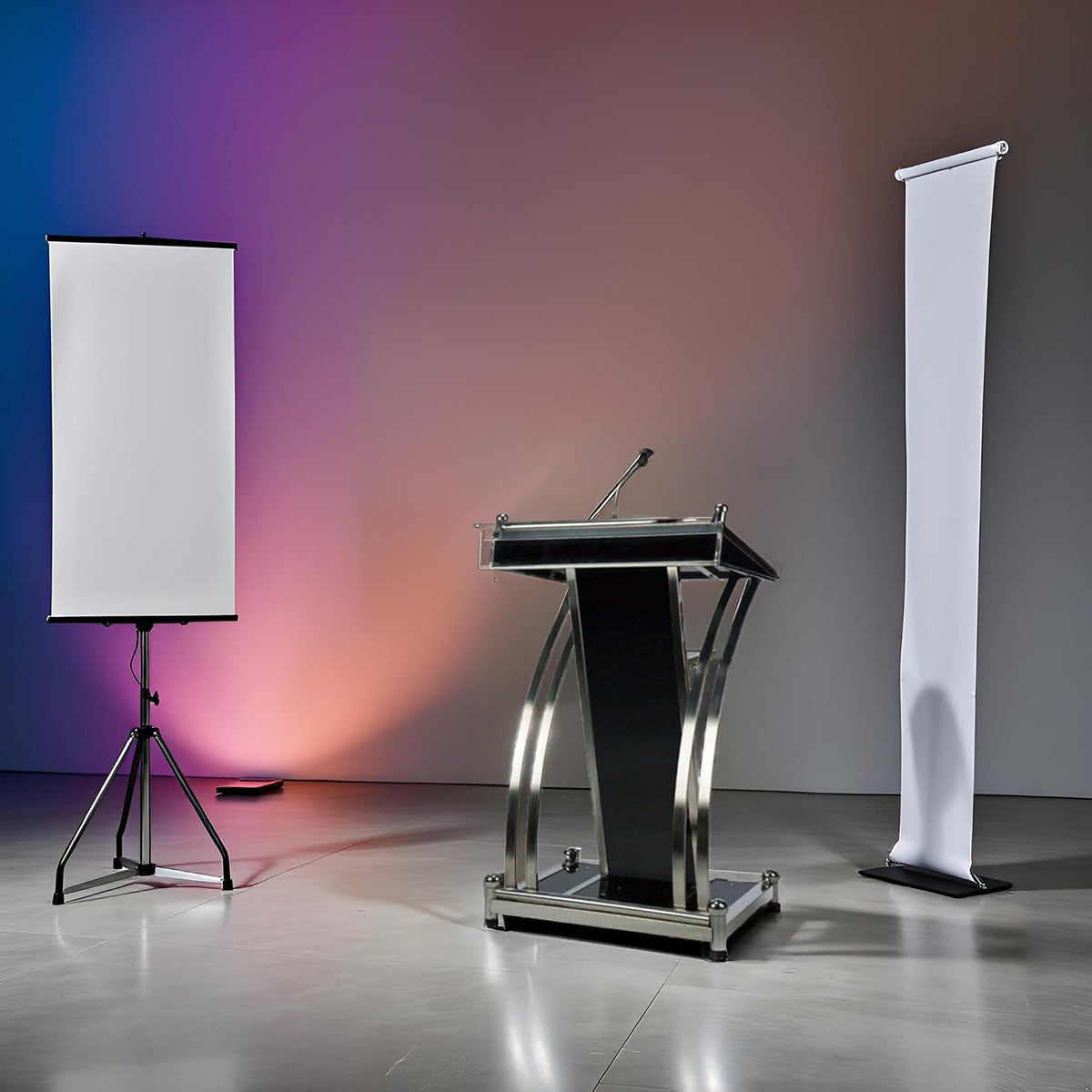 HeavyDuty Double Steel White wooden Conference Podium with Mic holder for Office, Church & School,colleges, and universities and public events by OEM