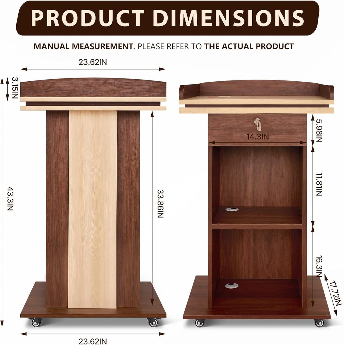 Heavy-Duty wooden Podium with Built-in Mic Holder | Used in Govt Offices | 2yrs Warranty by OEM