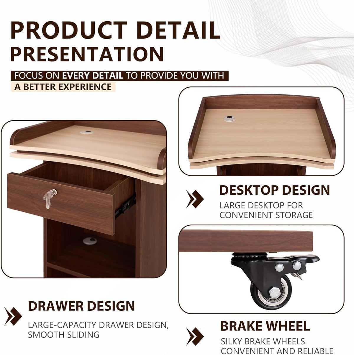Heavy-Duty wooden Podium with Built-in Mic Holder | Used in Govt Offices | 2yrs Warranty by OEM