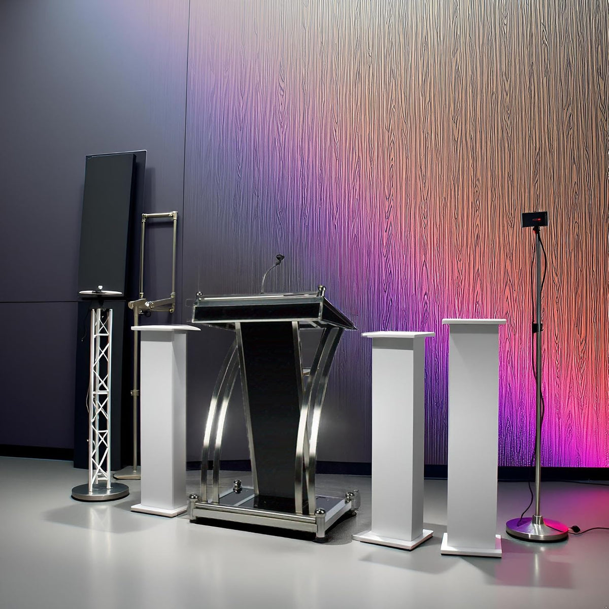 HeavyDuty Double Steel White wooden Conference Podium with Mic holder for Office, Church & School,colleges, and universities and public events by OEM