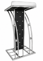 ArcFlow Premium Stainless Steel Designer Podium Stand with mic holder| Modern Church, Conference, Hotel & Event Lectern | Luxury Chrome Finish by OEM with 3years warranty