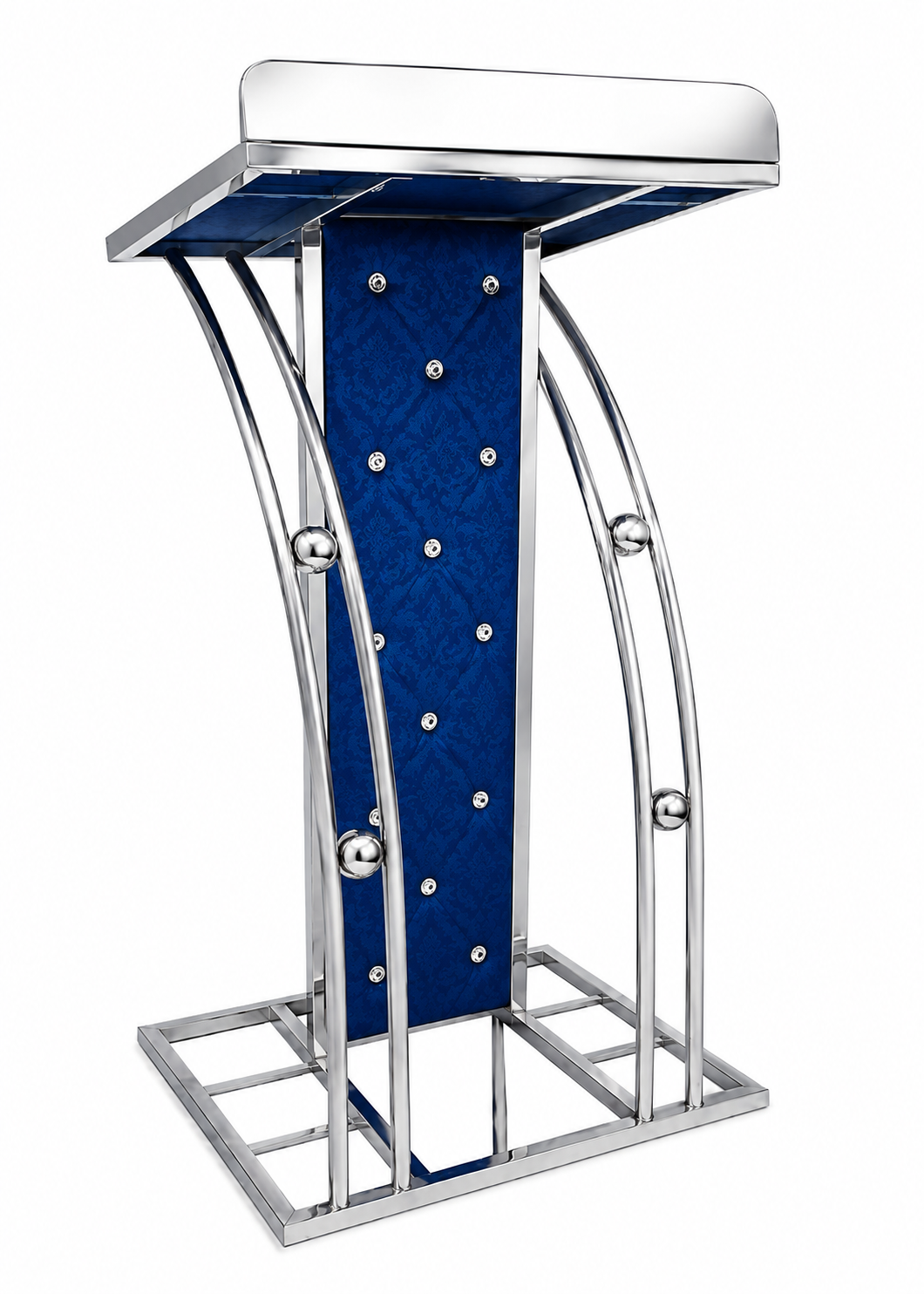 ArcFlow Premium Stainless Steel Designer Podium Stand with mic holder| Modern Church, Conference, Hotel & Event Lectern | Luxury Chrome Finish by OEM with 3years warranty