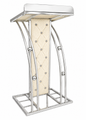 ArcFlow Premium Stainless Steel Designer Podium Stand with mic holder| Modern Church, Conference, Hotel & Event Lectern | Luxury Chrome Finish by OEM with 3years warranty